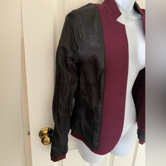 Burgundy Mexx Metropolitan Blazer Jacket with Black Faux Leather Details - Picture 12 of 16